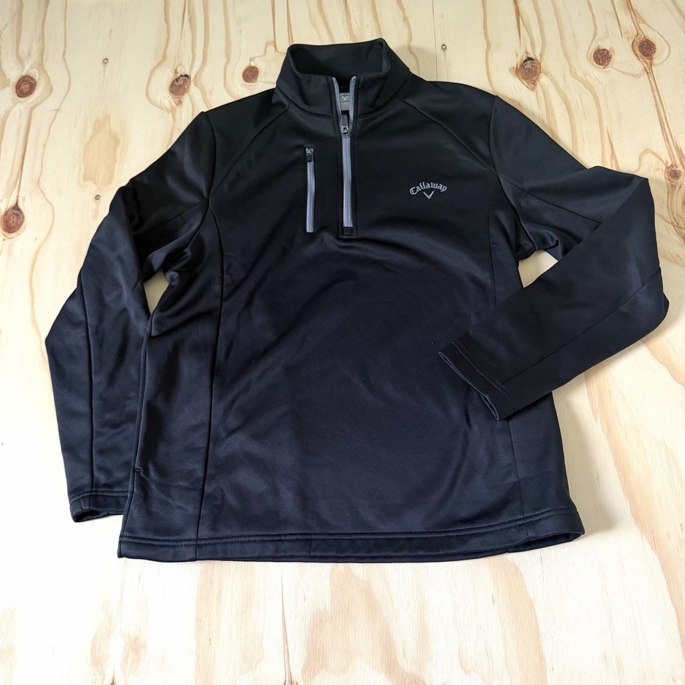 Callaway 1/4 Zip Mock Neck Pullover Black S Men's Long Sleeve Golf Quarter Zip